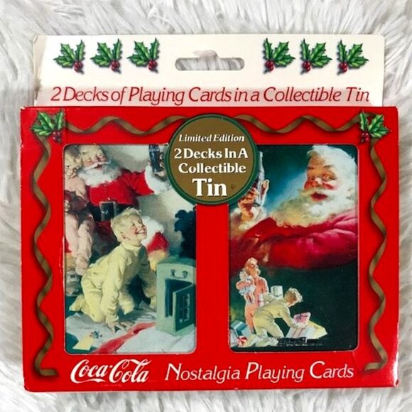 Vintage Coca-Cola Limited Edition Nostalgic Santa and Children Cards & Tin Set